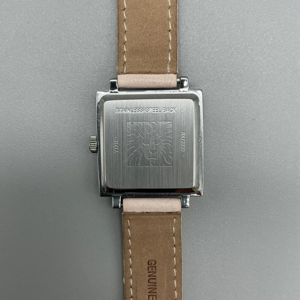 Anne Klein AK/1299 Womens Watch 28mm Silver Tone Leather Crystals New Battery